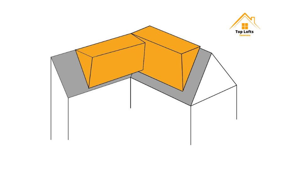 diagram for L shaped loft conversion for Top Lofts Swansea